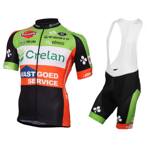 2016 Maillot Crelan AA Tirantes Mangas Cortas Rojo Y verde